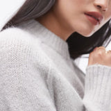 Topshop Knitted Crew with Raglan and Exposed Seam Jumper in Light Grey