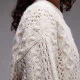 Topshop Knitted Lofty Cable Relaxed Jumper in Ivory