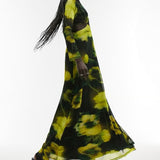 Topshop Mesh Occasion Cut Out Midi Dress in Blurred Floral Print