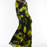 Topshop Mesh Occasion Cut Out Midi Dress in Blurred Floral Print