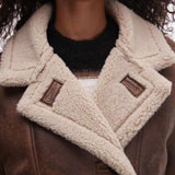 Topshop Oversized Long Car Coat in Brown and Cream