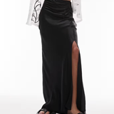 Topshop Ruched Side Maxi Skirt In Black