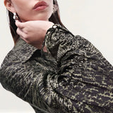 Topshop Ruched Sleeve Mini Shirt Dress In Green Animal Print