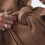 Topshop Tab Belted Car Coat Twill in Camel