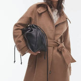 Topshop Tab Belted Car Coat Twill in Camel