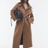 Topshop Tab Belted Car Coat Twill in Camel