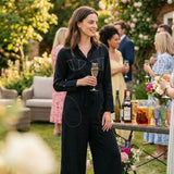 Topshop Contrast Bust Stitch Wide Leg Jumpsuit In Black
