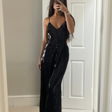 Topshop Embellished Cut Out Jumpsuit In Black