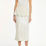 True Decadence Alyssa Sequin Bandeau Peplum Midi-Dress - Nude