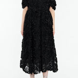 True Decadence Amelia 3D Floral Midaxi Skater Dress - Black