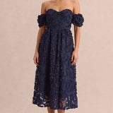 True Decadence Amelia Bardot Bust Cup Midi Dress - Light Navy