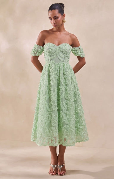 true decadence green dress Amelia Bardot Bust Cup Midi short sleeves sequins prom dress Pattern:Tie Dye Wave Burgundy Gothic Victorian Vampire