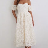 True Decadence Bardot Bust Cup Midi Dress - Cream