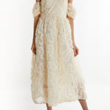 True Decadence Bardot Bust Cup Midi Dress - Cream