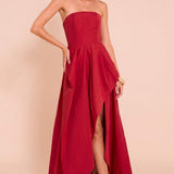 True Decadence Emma Hi-Low Hem Maxi Dress - Burgundy