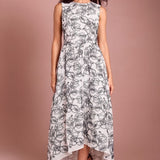 True Decadence Katherine Corded Flower High-Low Maxi-Dress - White