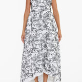 True Decadence Katherine Corded Flower High-Low Maxi-Dress - White