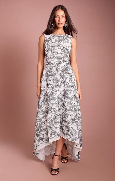 true decadence grey dress Katherine Corded Flower High-Low Maxi-Dress Color_Medium Wash