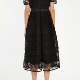 True Decadence Priscilla Lace-Trim Midi-Dress - Black