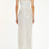 True Decadence Sequin Ruffle-Split Maxi-Dress - White