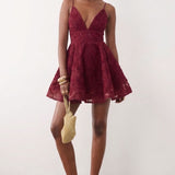 True Decadence Zoya Sculpted Mini Dress - Burgundy