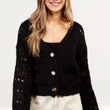 Little Mistress Black Open Knit Cardigan by Vogue Williams