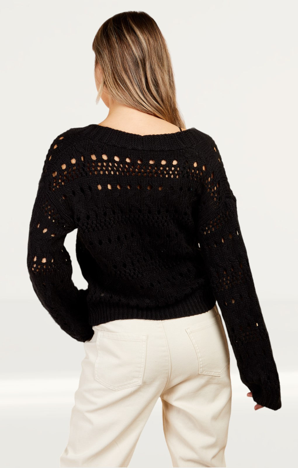 Little Mistress Black Open Knit Cardigan by Vogue Williams