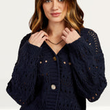 Little Mistress Navy Open Knit Cardigan by Vogue Williams