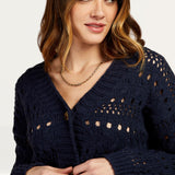 Little Mistress Navy Open Knit Cardigan by Vogue Williams