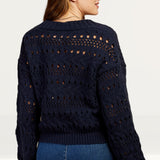 Little Mistress Navy Open Knit Cardigan by Vogue Williams