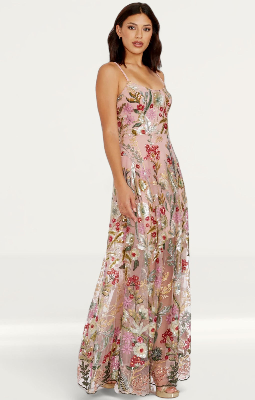 Dress The Population Umalina Embellished Blush Maxi Dress