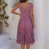 Dress The Population Darleen Purple Orchid Plunge Midi Dress