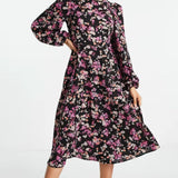 Vero Moda Exclusive Floral Midi Dress With Balloon Sleeve In Floral Print