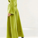 Vero Moda Satin Maxi Skirt In Olive
