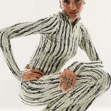 Vero Moda Textured Zip Front Top In Monochrome