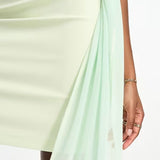 Vesper Bandeau Mini Dress With Drape Detail In Sage Green