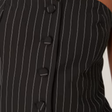 Vila Bandeau Detail Waistcoat in Black Pinstripe