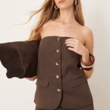 Vila Bandeau Detail Waistcoat in Chocolate Brown