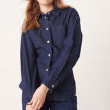 Vila Cinched Waist Denim Shirt Co-ord in Dark Blue Denim