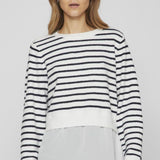 Vila Hybrid Stripe Top And Shirt Look In Navy And White