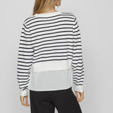 Vila Hybrid Stripe Top And Shirt Look In Navy And White