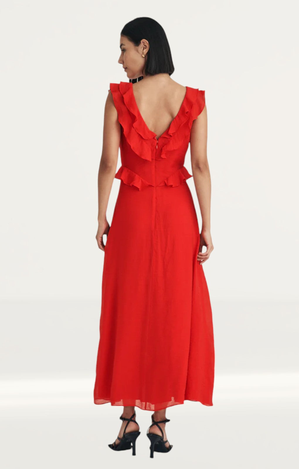 Rent Nobody's Child Red Ruffle Violetta Midi Dress | Hirestreet