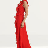 Nobody's Child Red Ruffle Violetta Midi Dress