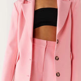 Warehouse Baby Pink Tailored Cinched Waist Blazer