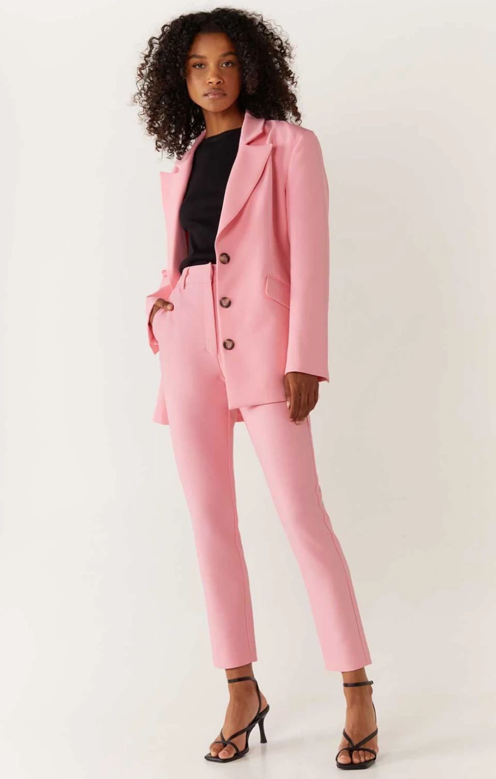 Warehouse Baby Pink Tailored Cinched Waist Blazer