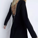 Warehouse Crystal Drape Back Detail Mini Dress