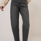Nobody's Child Washed Black High Rise Putney Barrel Leg Jeans
