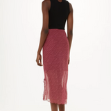 Whistles Dainty Net Tie Detail Midi Skirt In Dark Pink