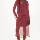 Whistles Dainty Net Tie Detail Midi Skirt In Dark Pink