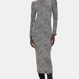 Whistles Ruched Sleeve Jersey Midi Dress In Contrast Dot